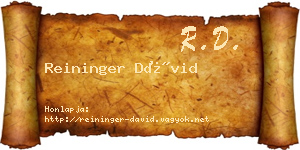 Reininger Dávid névjegykártya